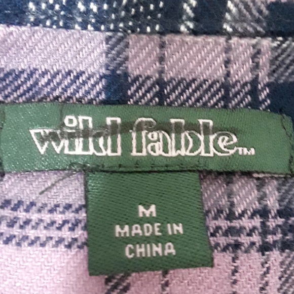 Wild Fable Sz M Plaid Button Up Highlow Back Pleat Shirt - Picture 3 of 10